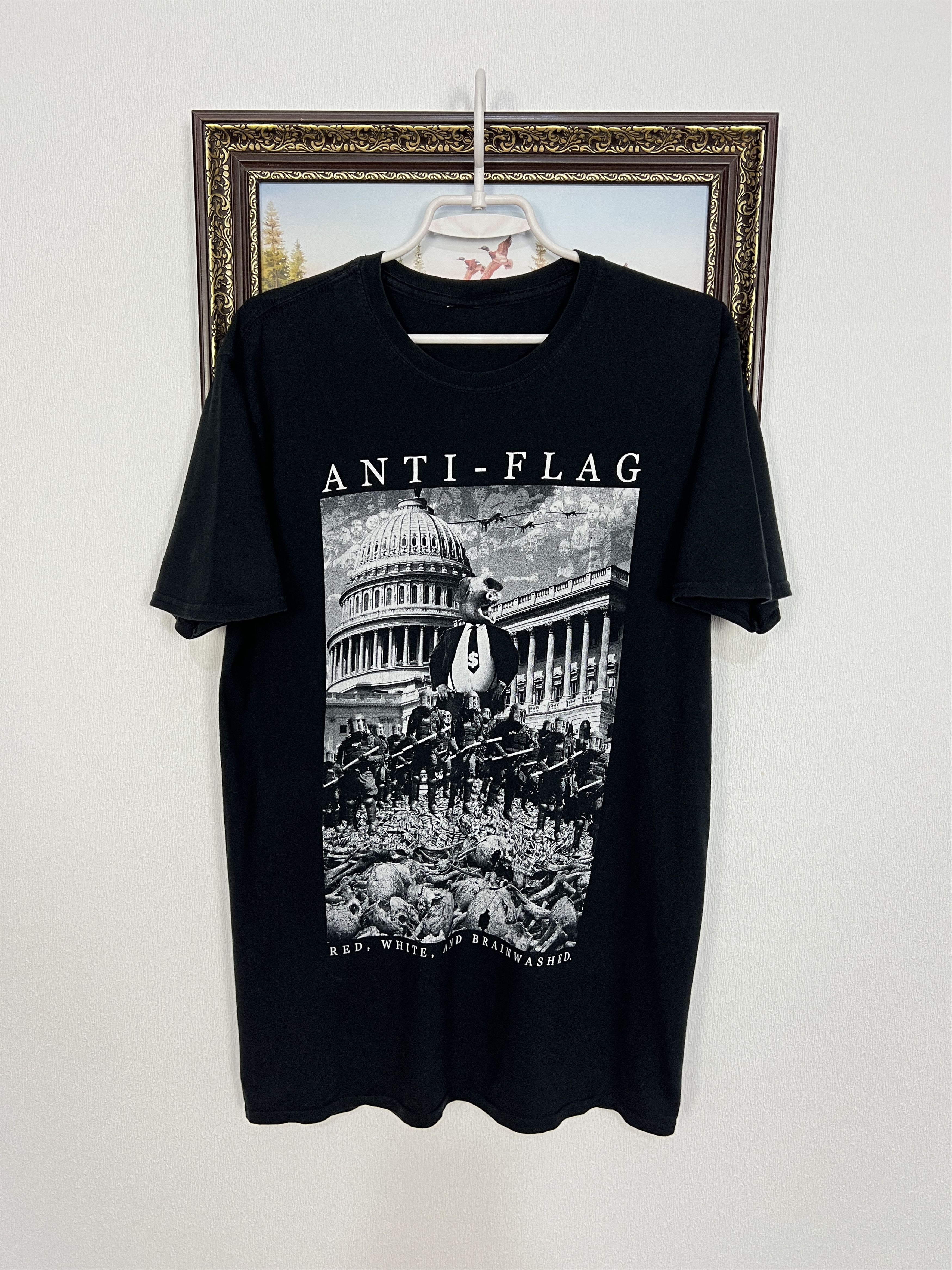 Vintage Anti Flag Over Print Tee Shirt Rare Brainwashes Hype Rare Size US M / EU 48-50 / 2 - 1 Thumbnail