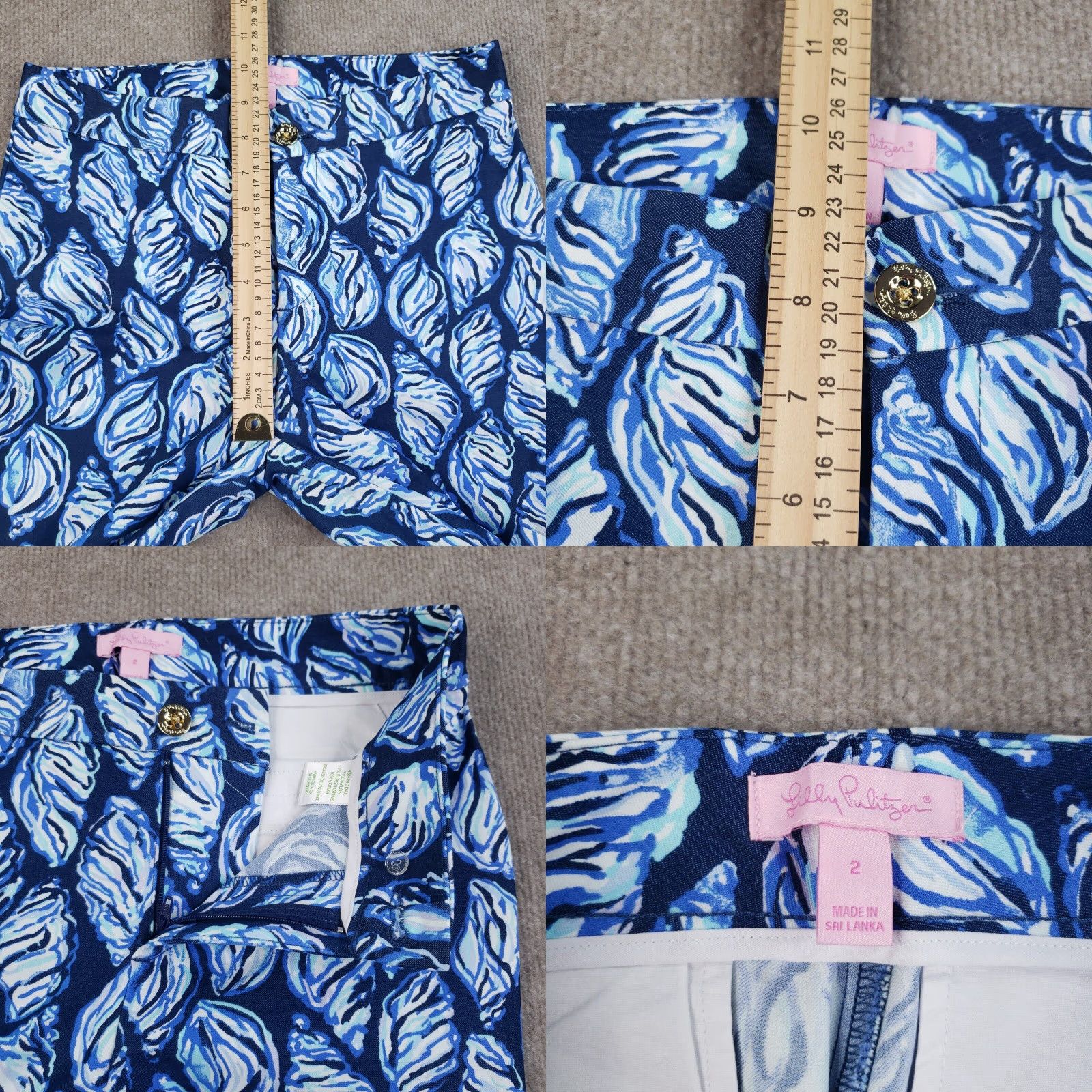 Lilly Pulitzer Lilly Pulitzer Pants Womens 2 Blue Seashells Beach Crop Cropped Stretch Size 26" / US 2 / IT 38 - 8 Thumbnail