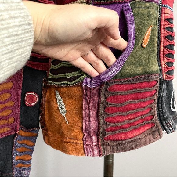 Vintage Vintage Colourful Patchwork Embroidered Hoodie - S / M Size M / US 6-8 / IT 42-44 - 7 Thumbnail