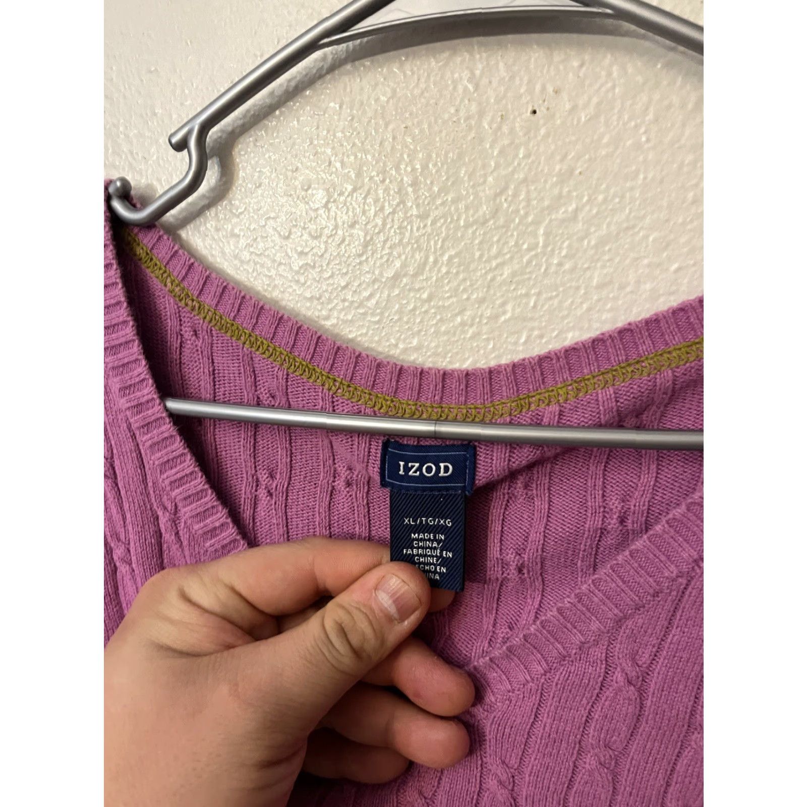 Izod Izod Women's Logo Sweater Long Sleeve Cable Knit Purple XL Size XL / US 12-14 / IT 48-50 - 3 Thumbnail