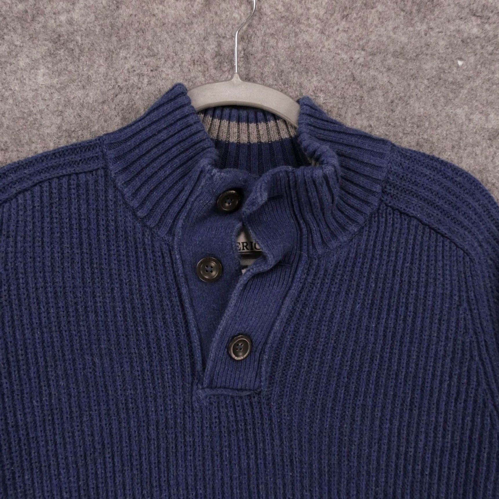 American Eagle Outfitters American Eagle Sweater Womens Large Cable Knit Blue w Henley Button Collar Size L / US 10 / IT 46 - 2 Thumbnail