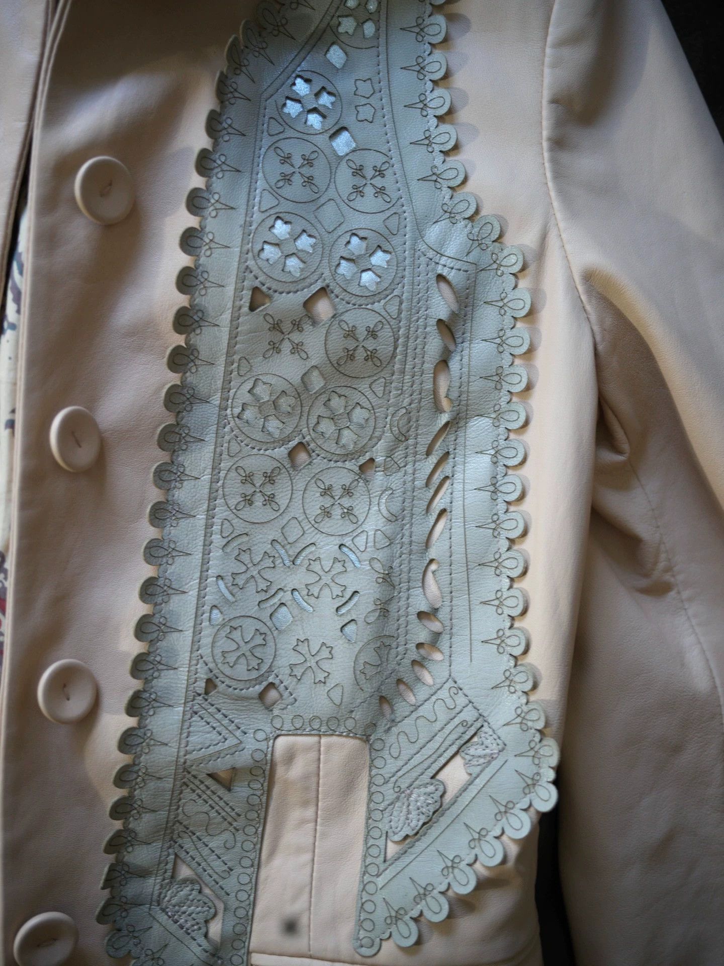 Christian Lacroix Christian Lacroix Vintage Leather Jacket Rubber Beige 38 Size XS / US 0-2 / IT 36-38 - 4 Thumbnail