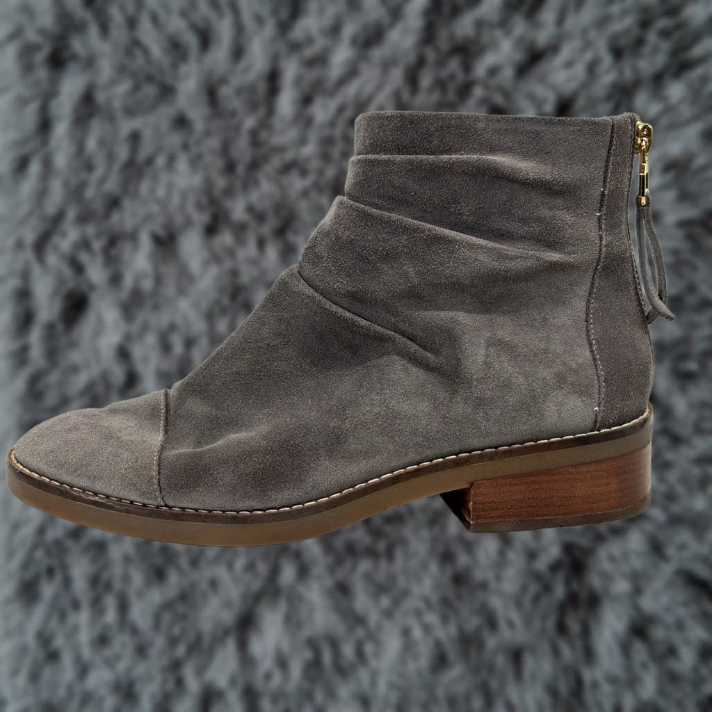 Cole Haan Cole Haan Riona Suede Slouch Ankle Boots Back Zip Booties Women's 8.5B Grey Size US 9 / IT 39 - 1 Thumbnail