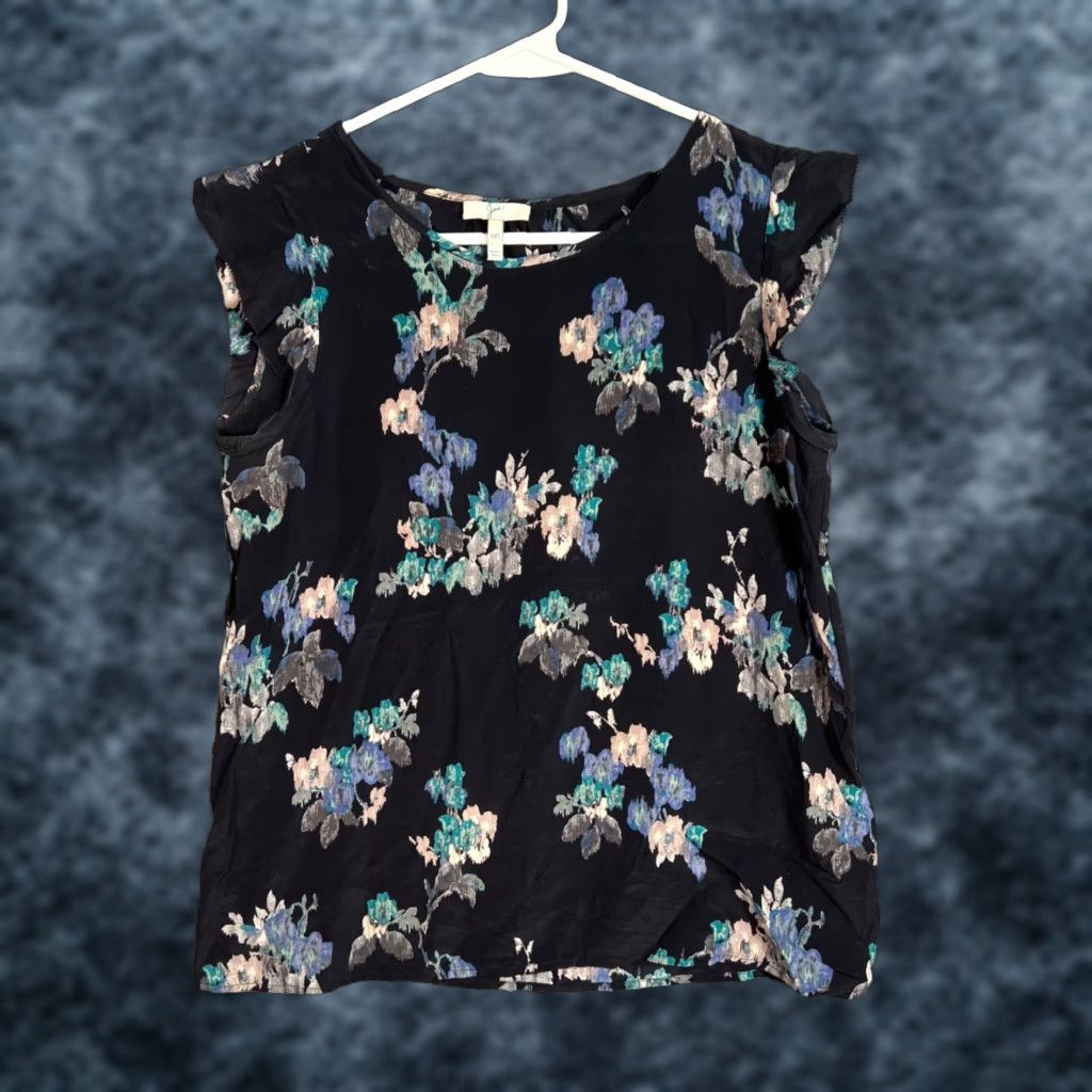 Joie JOIE Blouse Women's Sleeveless Silk Floral Round Neck XXS Adult 2XS Black Blue Top Size XXS / US 00 / IT 34 - 1 Thumbnail