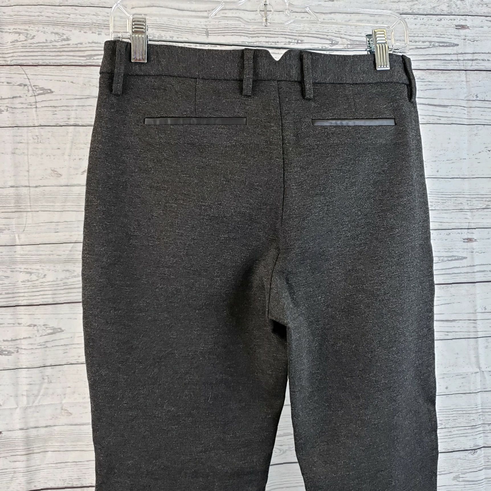 NYDJ NYDJ Womans Straight Leg Ponte Knit Pants With Faux Leather Trim Size 2 Gray Size 26" / US 2 / IT 38 - 3 Thumbnail