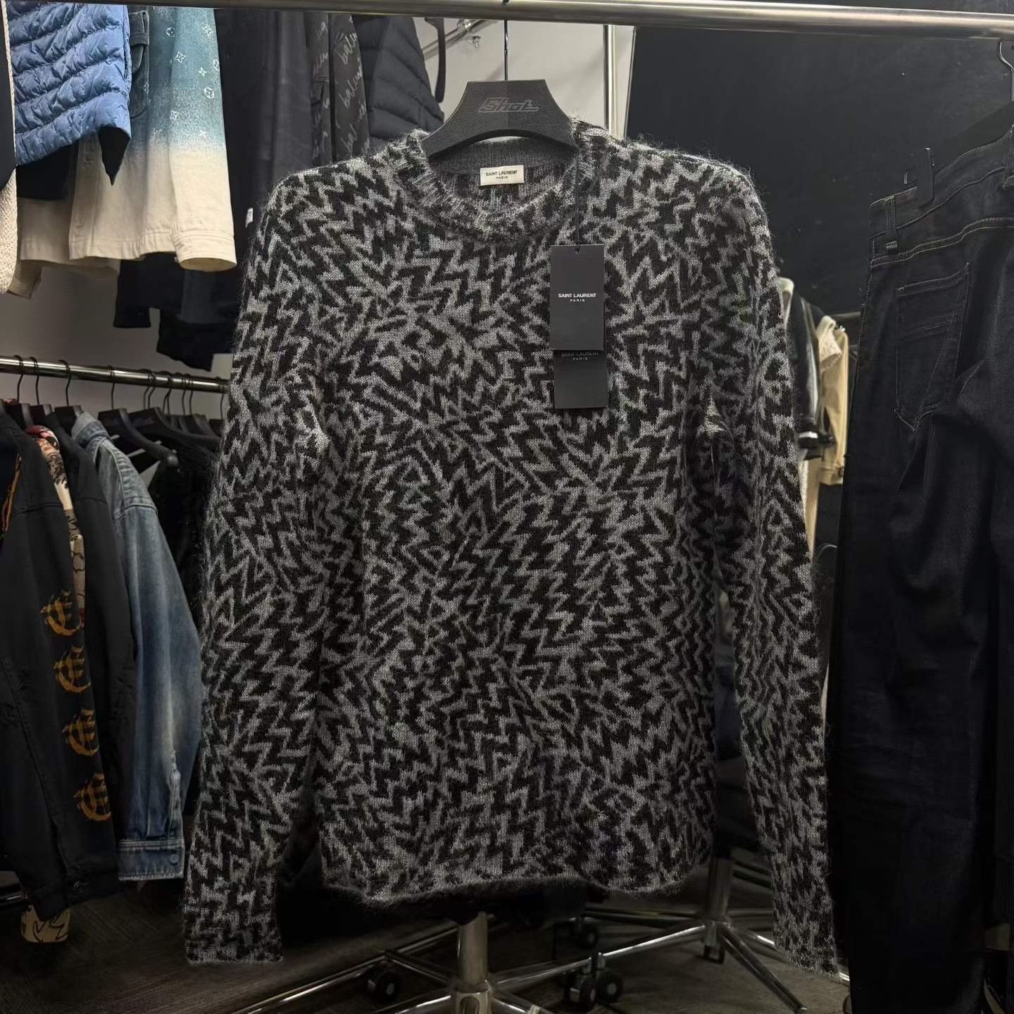 Saint Laurent Paris Saint Laurent Houndstooth Gray Black Sweater Size US S / EU 44-46 / 1 - 1 Thumbnail