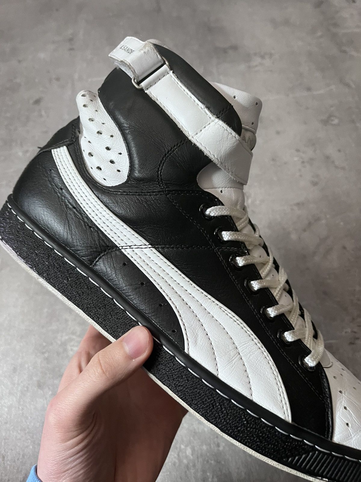 Jil Sander × Puma Jil Sander x Puma leather high boots black white Size US 12 / EU 45 - 18 Thumbnail