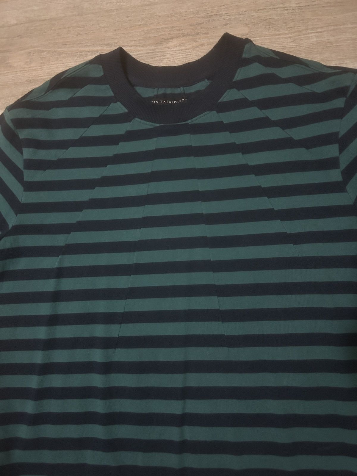 Aris Tatalovich Aris Tatalovich Navy Teal Stripe Dart Neck Shirt Size US L / EU 52-54 / 3 - 2 Thumbnail