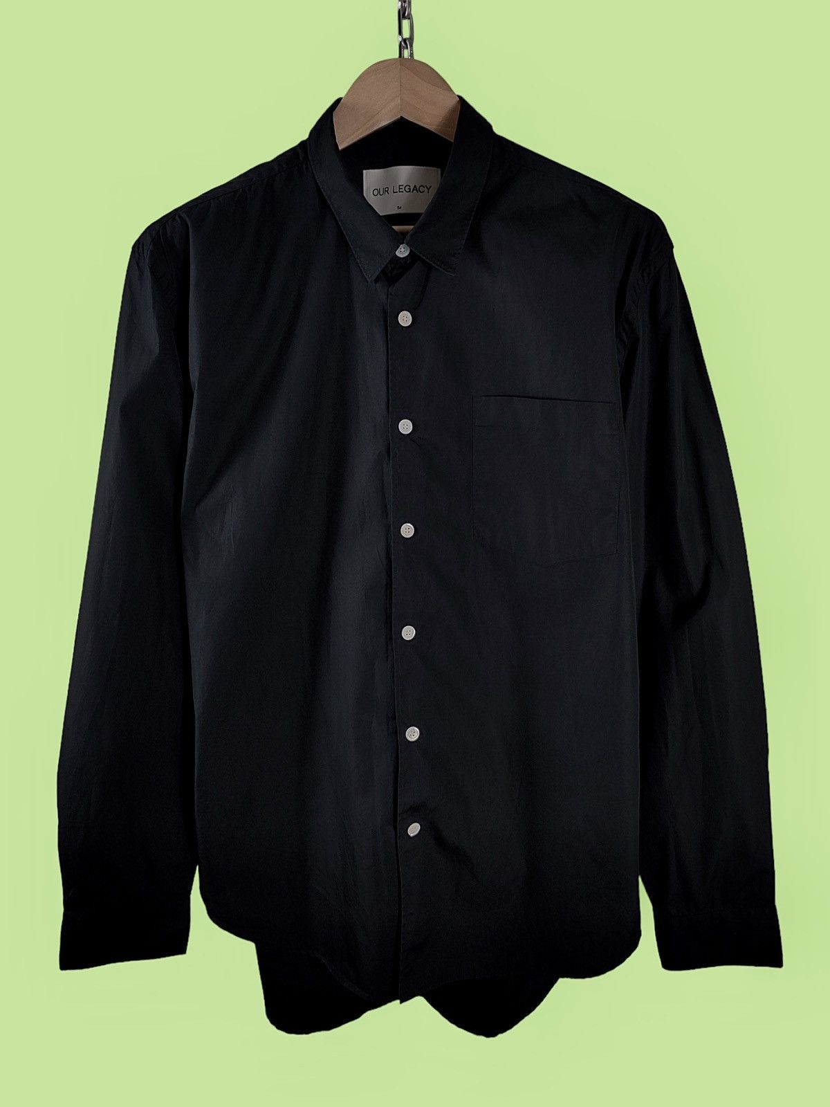 image of Our Legacy Black Oversized Pearl Long Sleeve Shirt, Men's (Size Large)