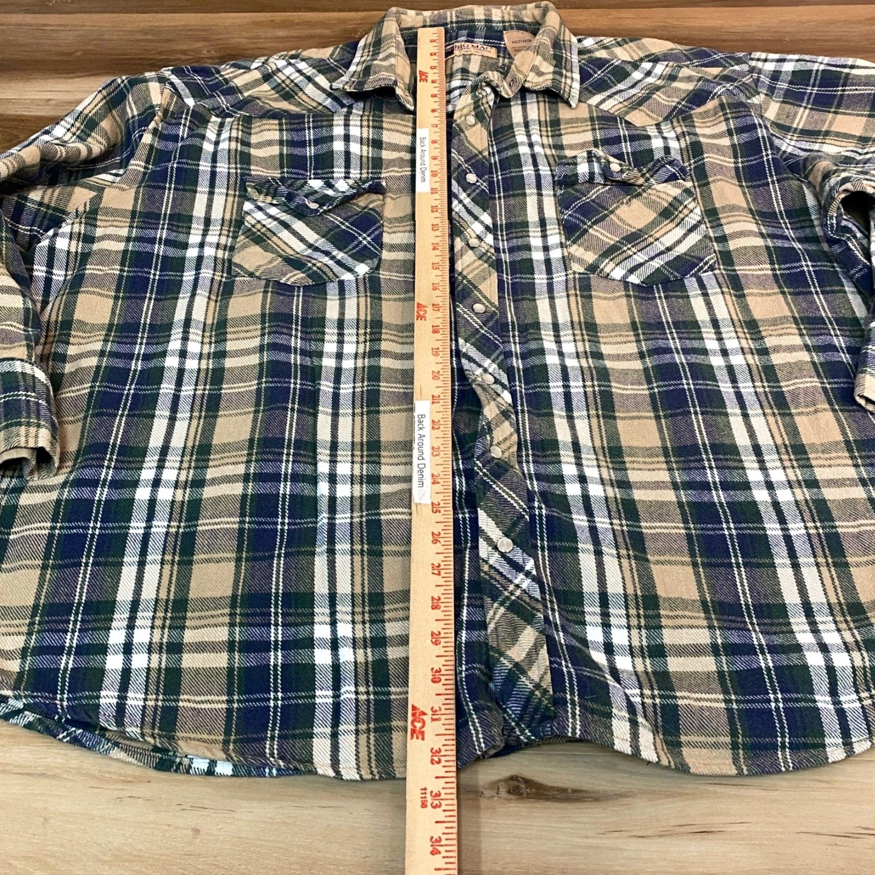 Vintage Big Mac Flannel Shirt Mens 4XLT Plaid Snap Front Western Work Shirt Heavy Beige Size US XXL / EU 58 / 5 - 5 Thumbnail