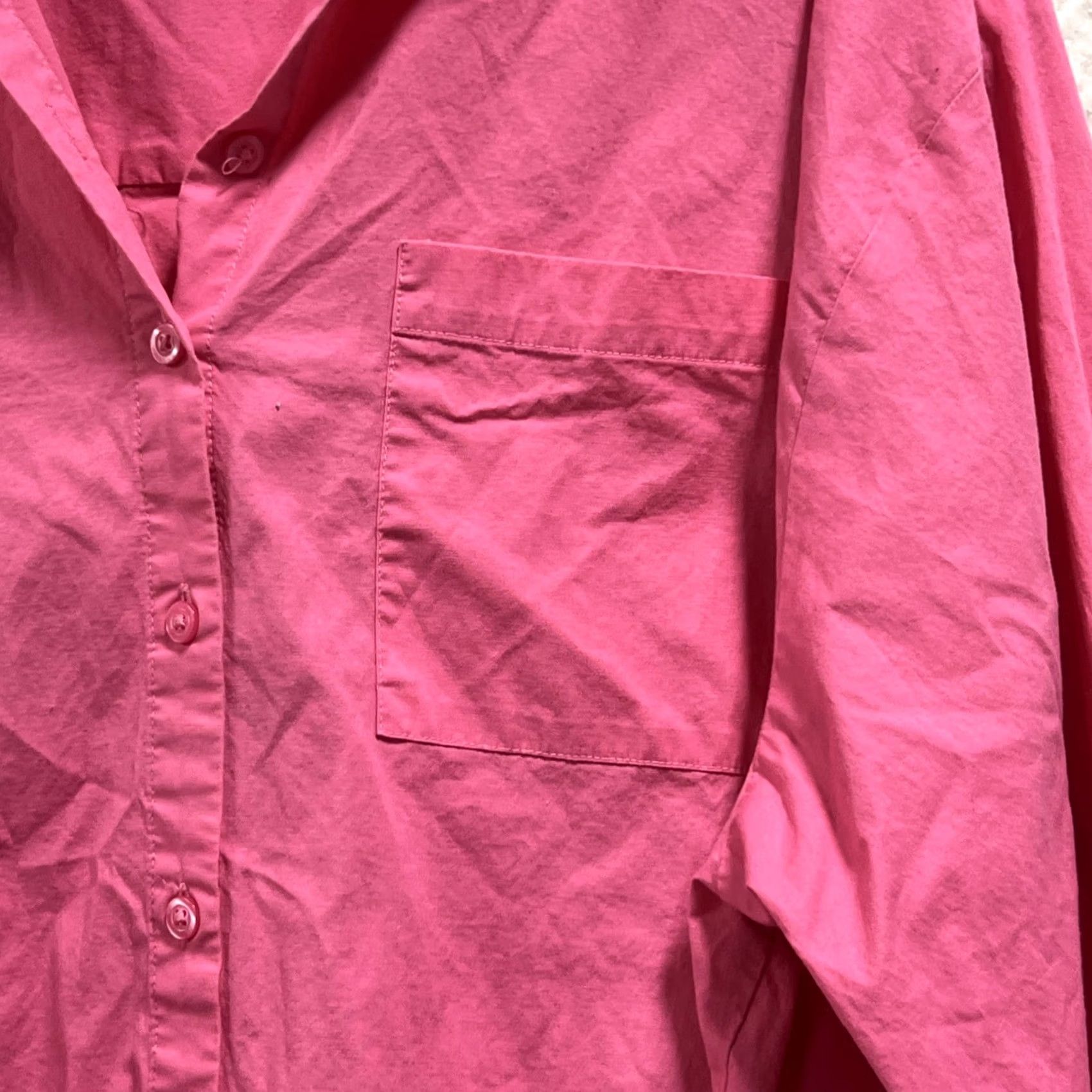 Pistola Pistola Pink Long Sleeve Button-Down Oversized Blouse M Womens High-Low Hem Collared Shirt Size M / US 6-8 / IT 42-44 - 5 Thumbnail