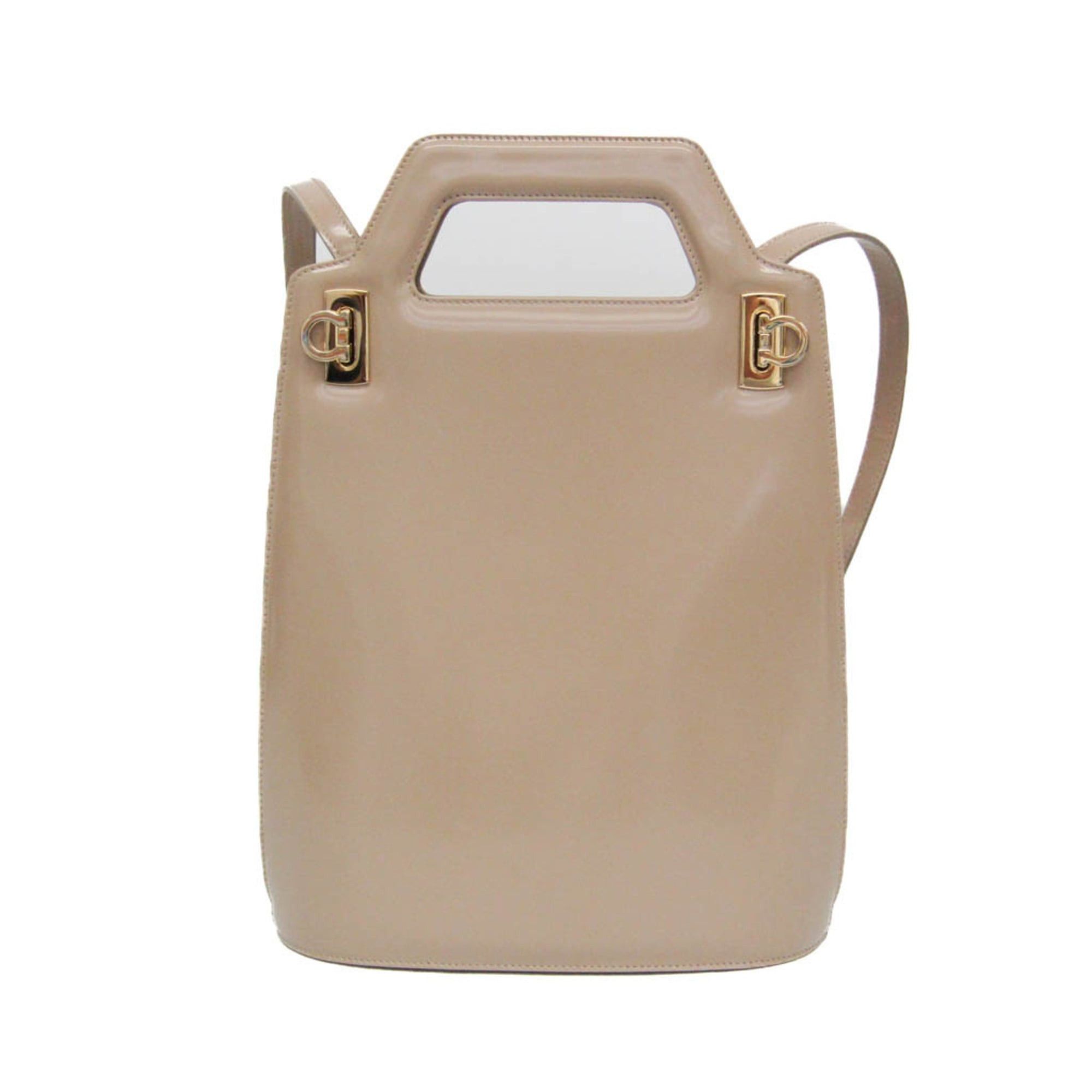 Salvatore Ferragamo Salvatore Ferragamo Gancini DH-21 3483 Women's Leather Handbag,Shoulder Bag Pink Beige Size ONE SIZE - 1 Thumbnail