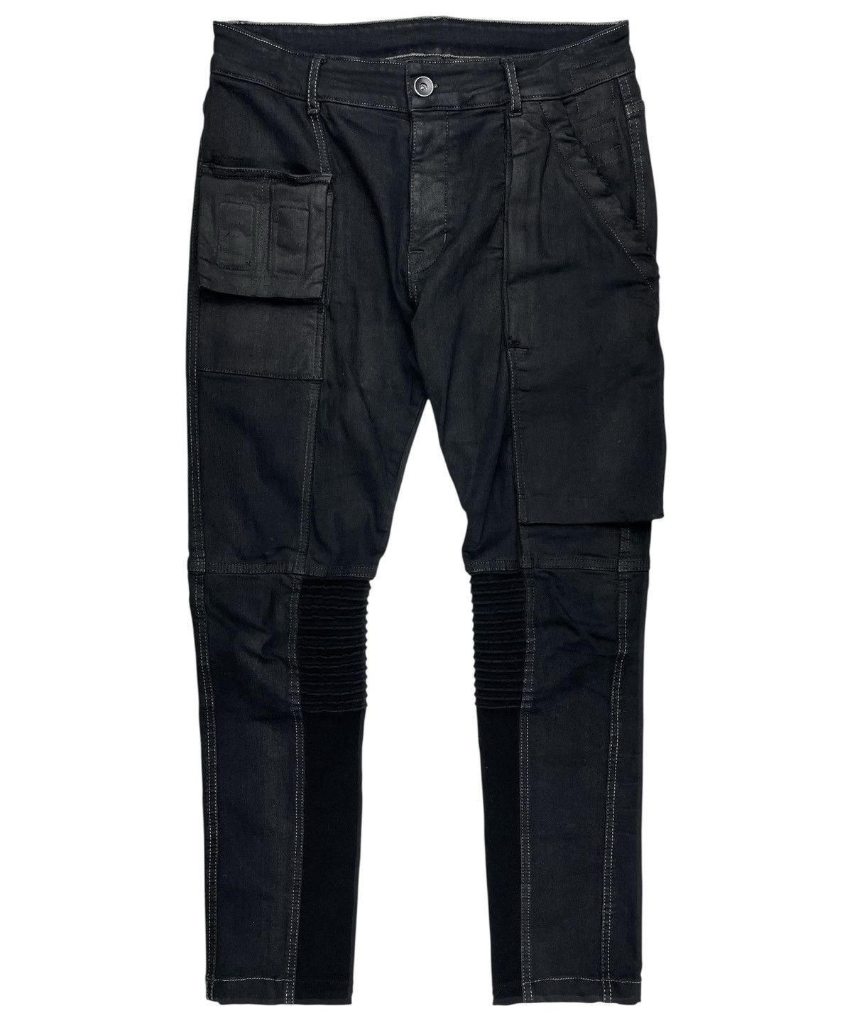 Pre-owned Rick Owens X Rick Owens Drkshdw Fw16 Rick Owens Memphis Black Matte Waxed Biker Denim Jean