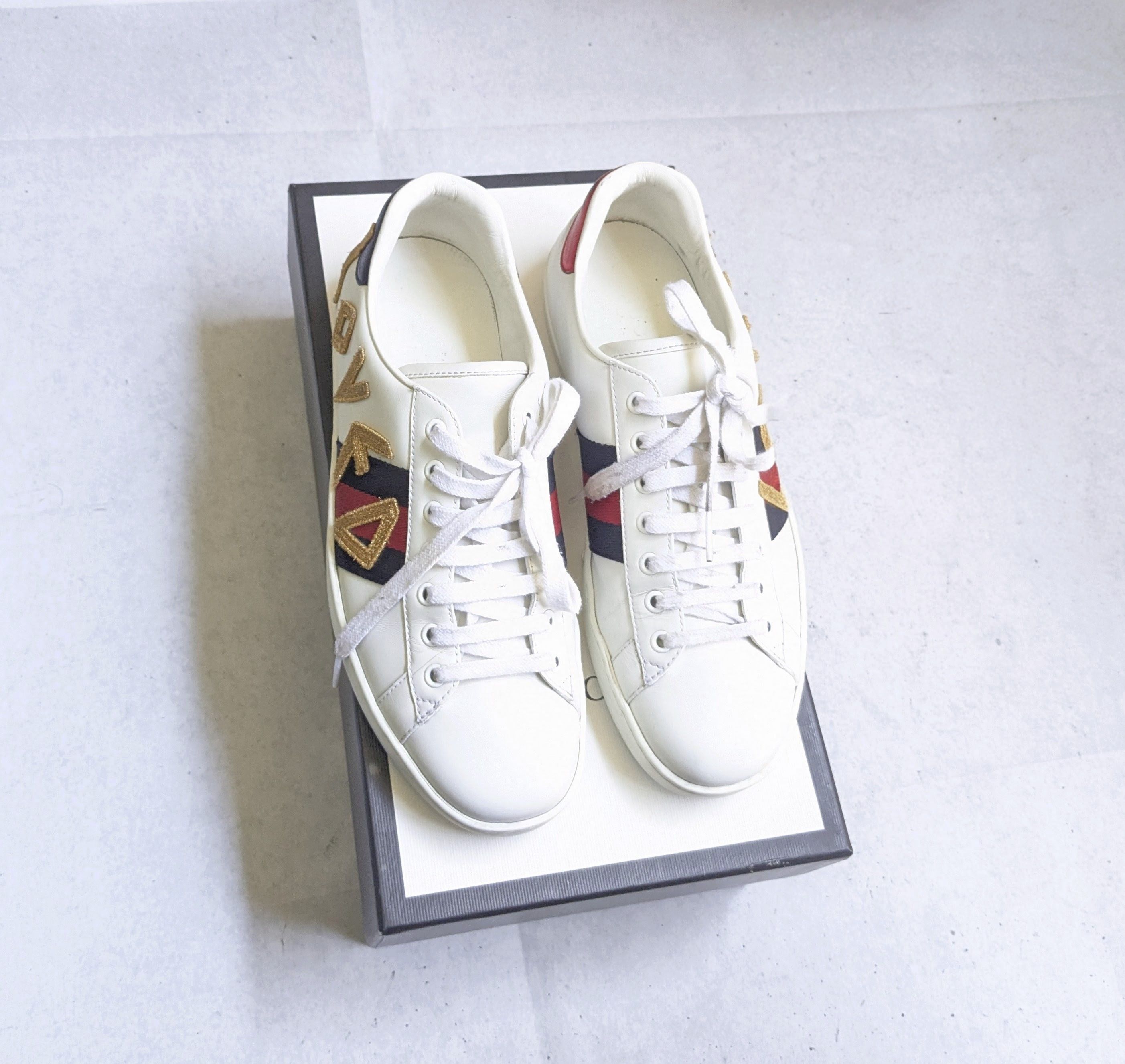 Gucci Gucci Ace Sneakers Loved 8.5 White Low Tops Leather Size US 8.5 / EU 41-42 - 2 Thumbnail