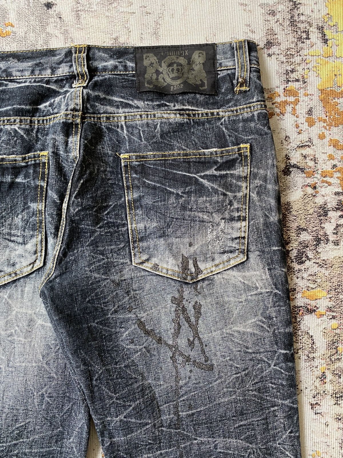 Japanese Brand Lowbox Premium Claws Mark Honey Comb Distressed Flare Denim Size US 32 / EU 48 - 19 Thumbnail