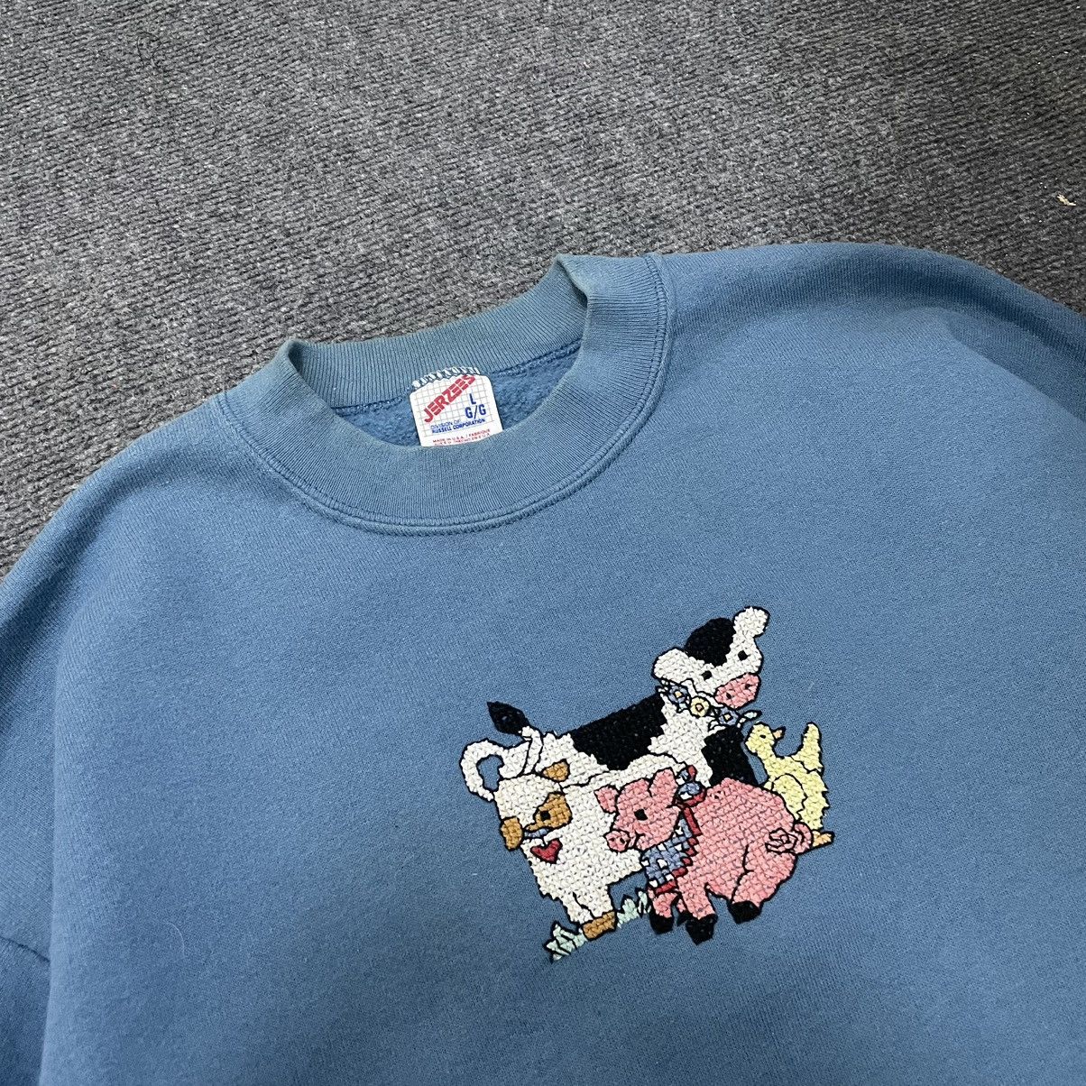 Vintage Vintage 1990s Farm Animals Embroidery Detailing Sweatshirt Size US L / EU 52-54 / 3 - 2 Thumbnail