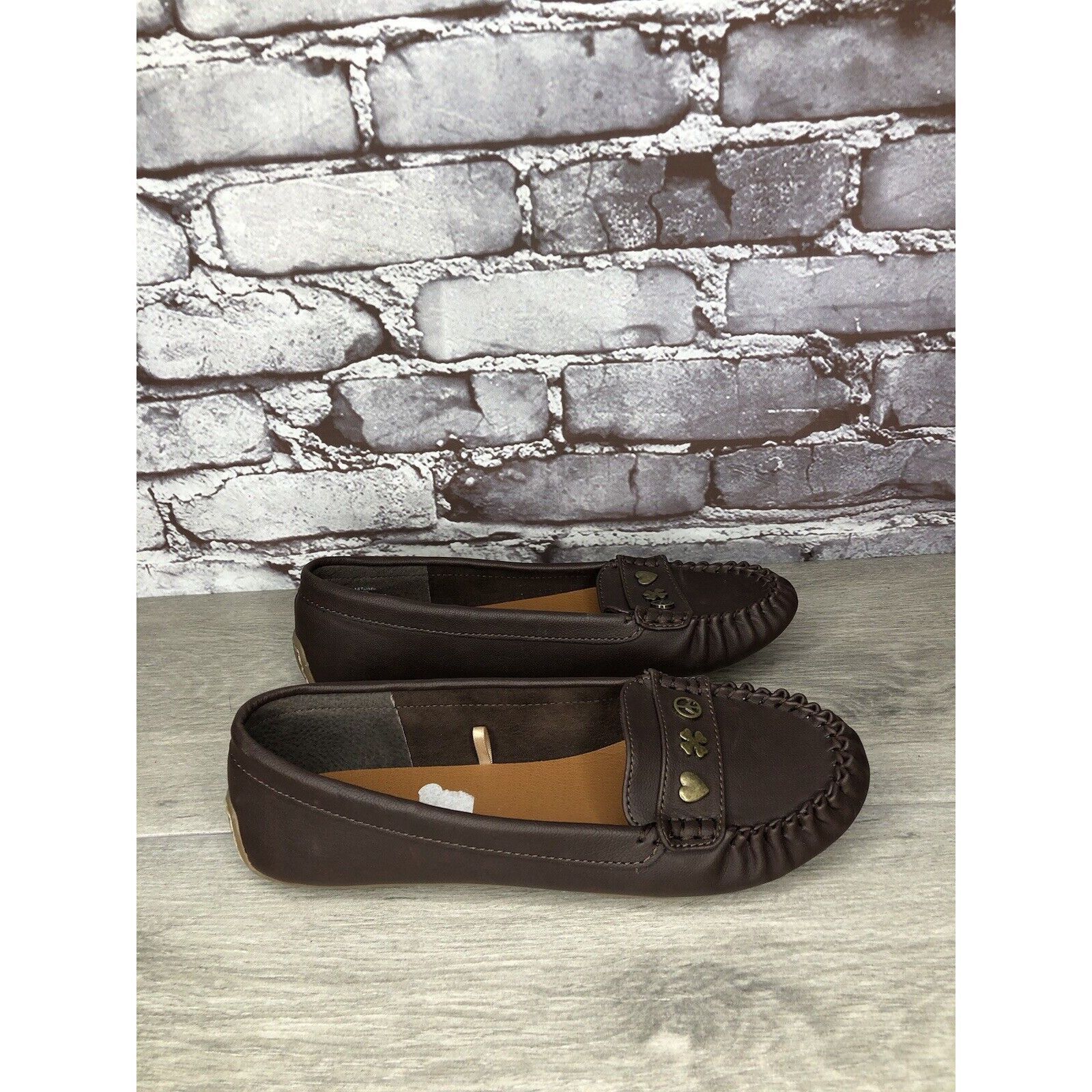 Lucky Brand Lucky Brand LP-Astuddi Brown Leather Peace Heart Clover Loaf Size US 8 / IT 38 - 10 Thumbnail