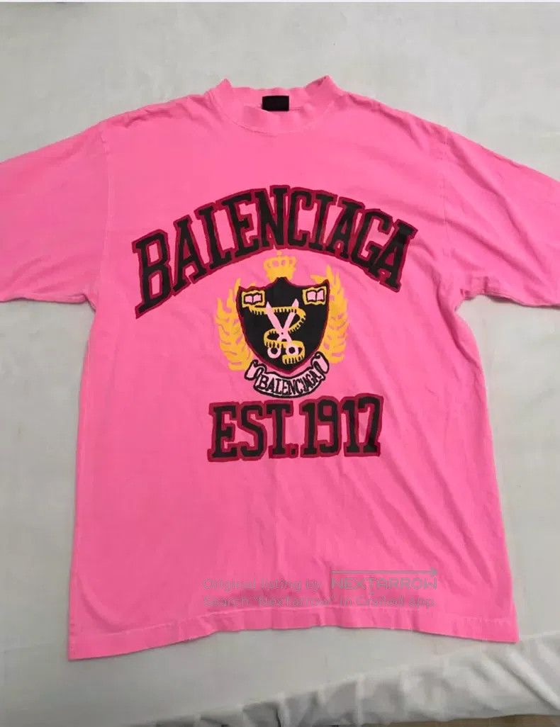Balenciaga Balenciaga Pink Pattern Printed T-Shirt Size US XXS / EU 40 - 2 Thumbnail