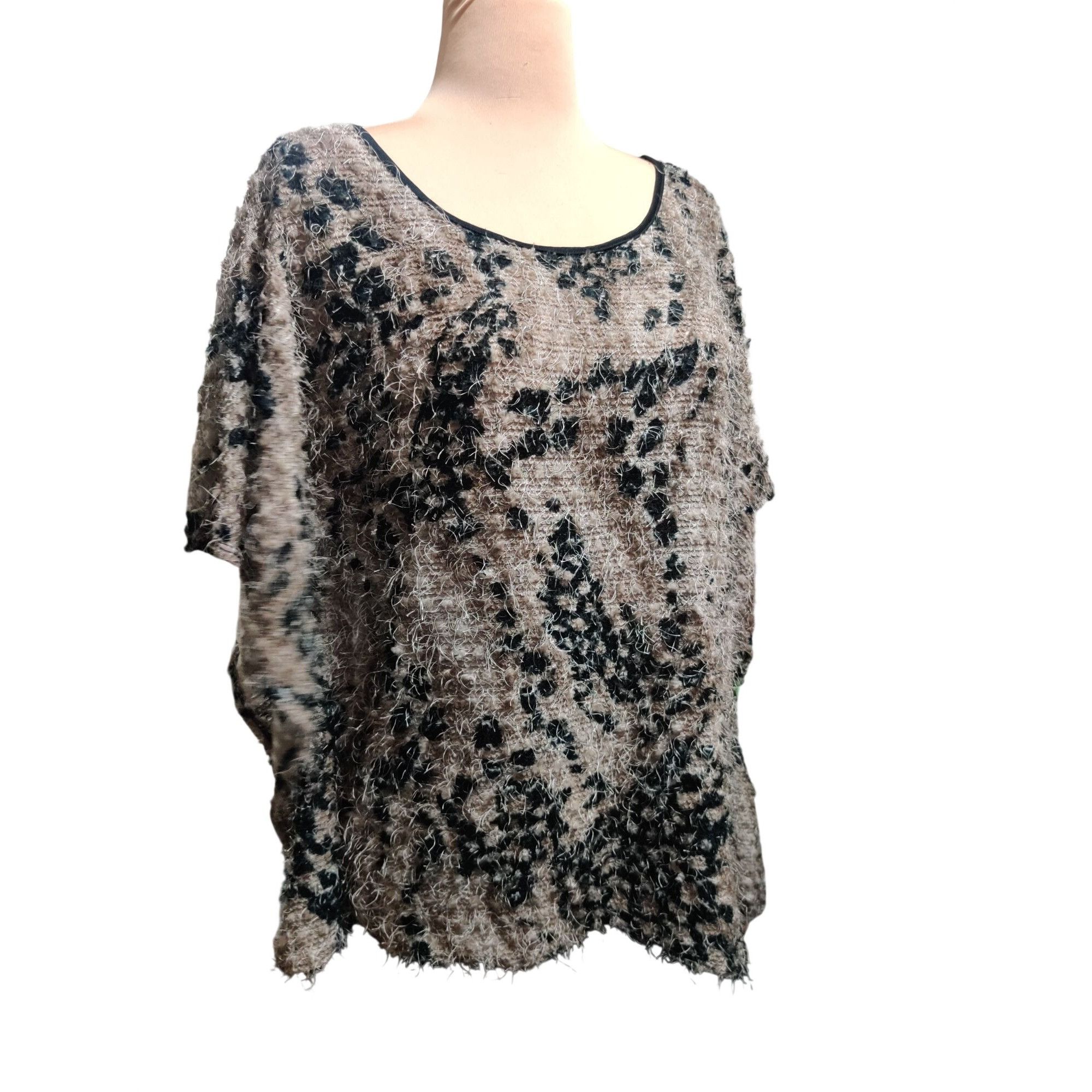 Vintage Vintage Harmony Size L/XL Leopard Eyelash Knit Top Fuzzy Tex Size L / US 10 / IT 46 - 2 Thumbnail