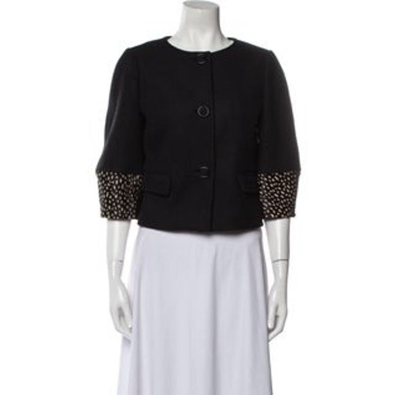 Tory Burch Tory Burch Peggy Calf Half Trimmed Wool Blend Jacket Black Size XL / US 12-14 / IT 48-50 - 10 Thumbnail