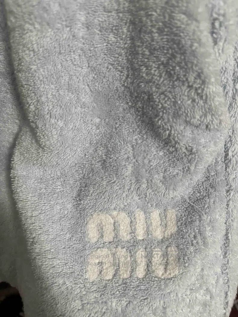 Miu Miu Miu Miu 40 Light blue logo letter flocking cotton casual sh Size 22" - 2 Thumbnail