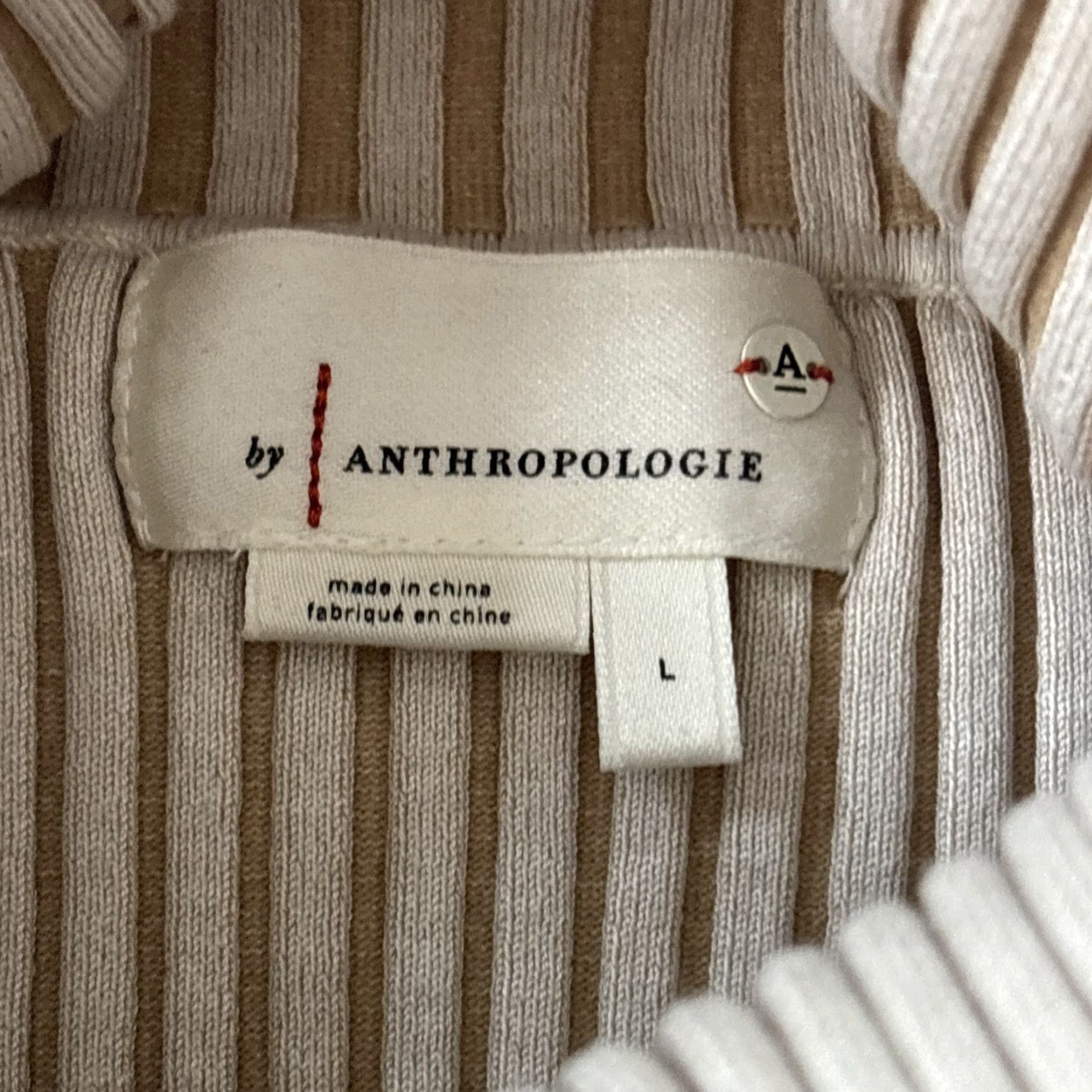 Anthropologie Anthropologie Off-The-Shoulder Ribbed Sweater Midi Dress Slit Beige L Women Size L / US 10 / IT 46 - 3 Thumbnail