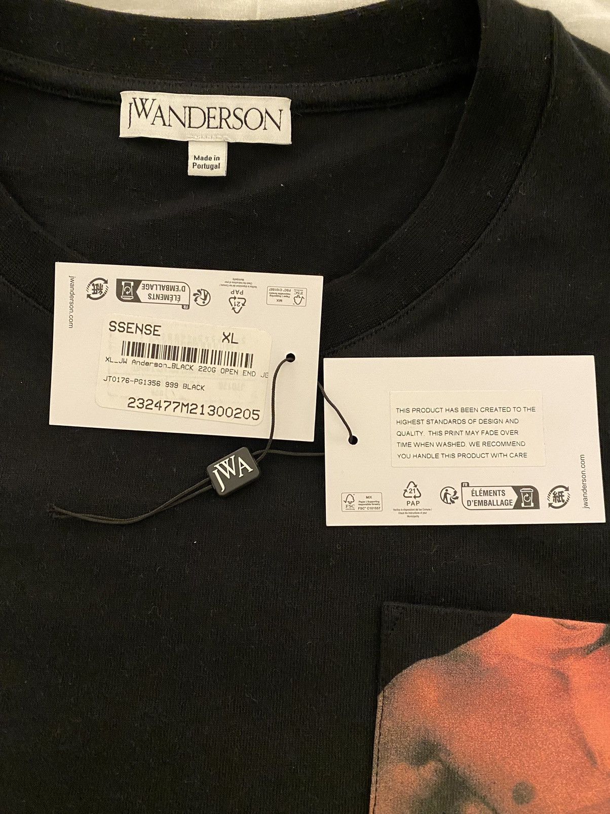 JW Anderson JW Anderson Black Chest Pocket T-Shirt XL Size US XL / EU 56 / 4 - 8 Thumbnail