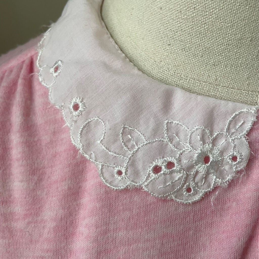 Vintage Vintage 70s Pink Top White Eyelet Lace Peter Pan Collar XS Size XS / US 0-2 / IT 36-38 - 4 Thumbnail