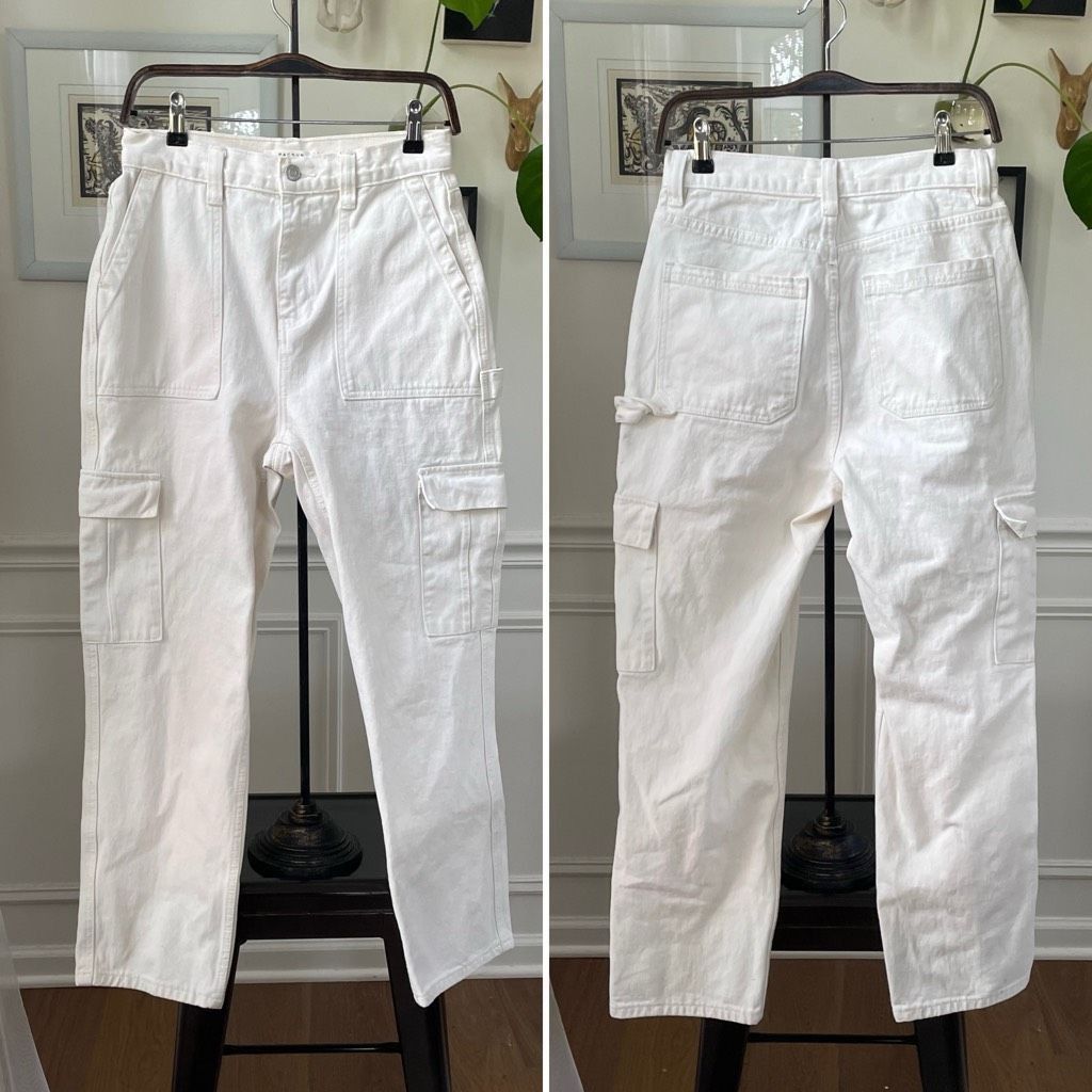 Pacsun PacSun White Cargo Dad Jeans $60 28 Size 28" / US 6 / IT 42 - 1 Thumbnail