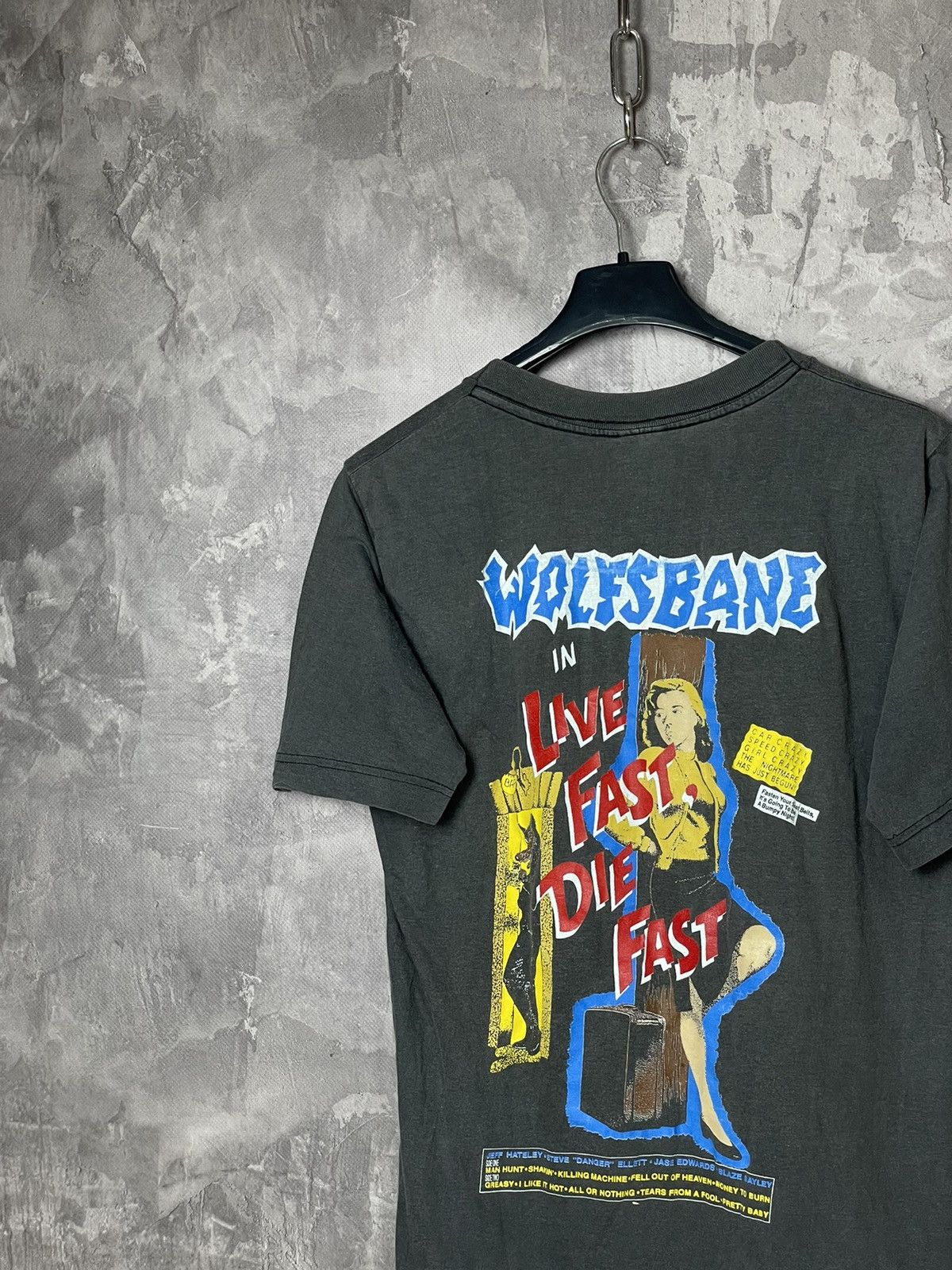 Band Tees × Vintage Vintage 1989 WOLFSBANE ROCK Band Live Fast Die Fast T shirt Size US S / EU 44-46 / 1 - 12 Thumbnail