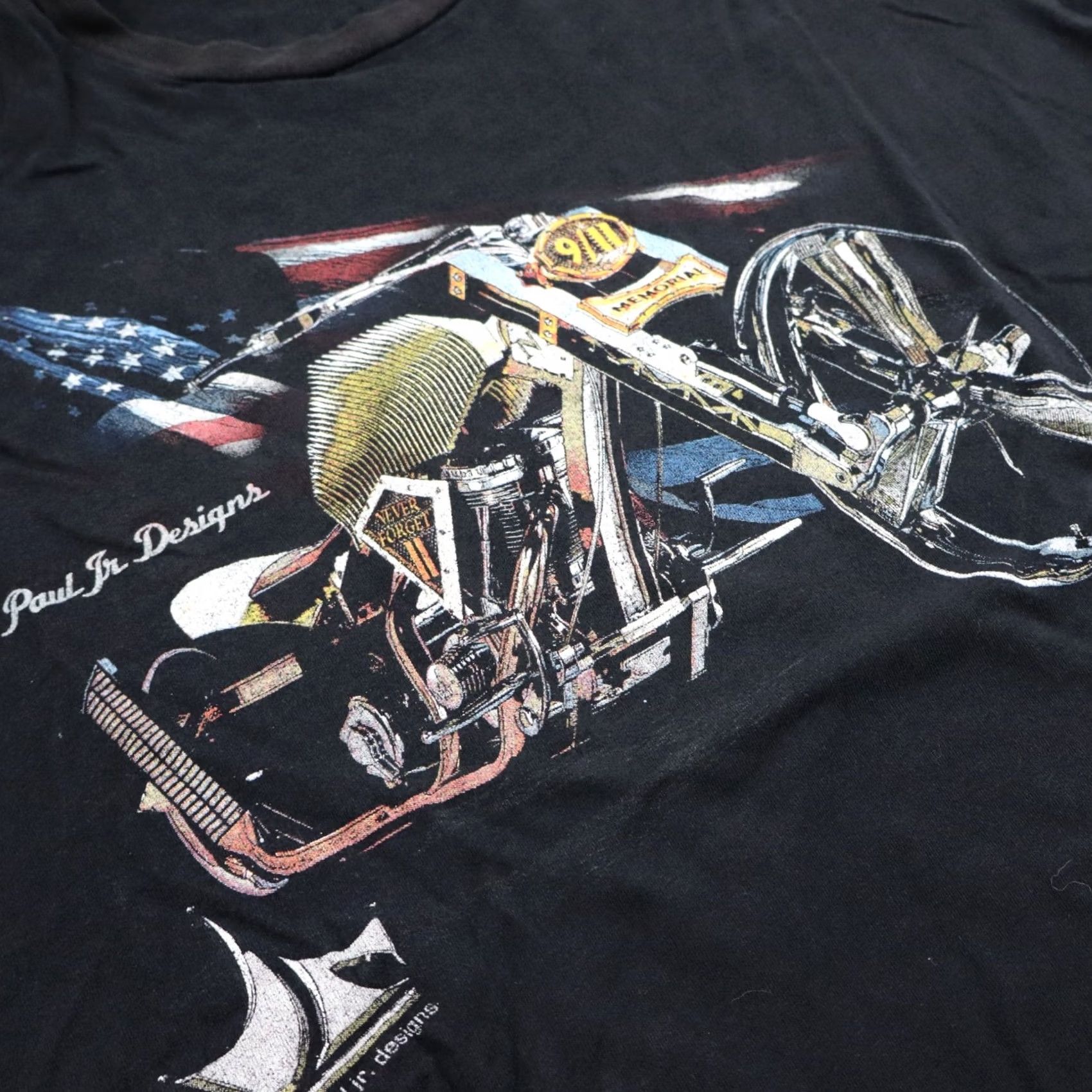 Gildan VINTAGE Paul Jr. Designs 911 Memorial Chopper Tee Mens S T-Shirt Black American Motorcycle 90s Harley-Davidson USA Made Choppers Vintage USA Mens S Size US S / EU 44-46 / 1 - 5 Thumbnail