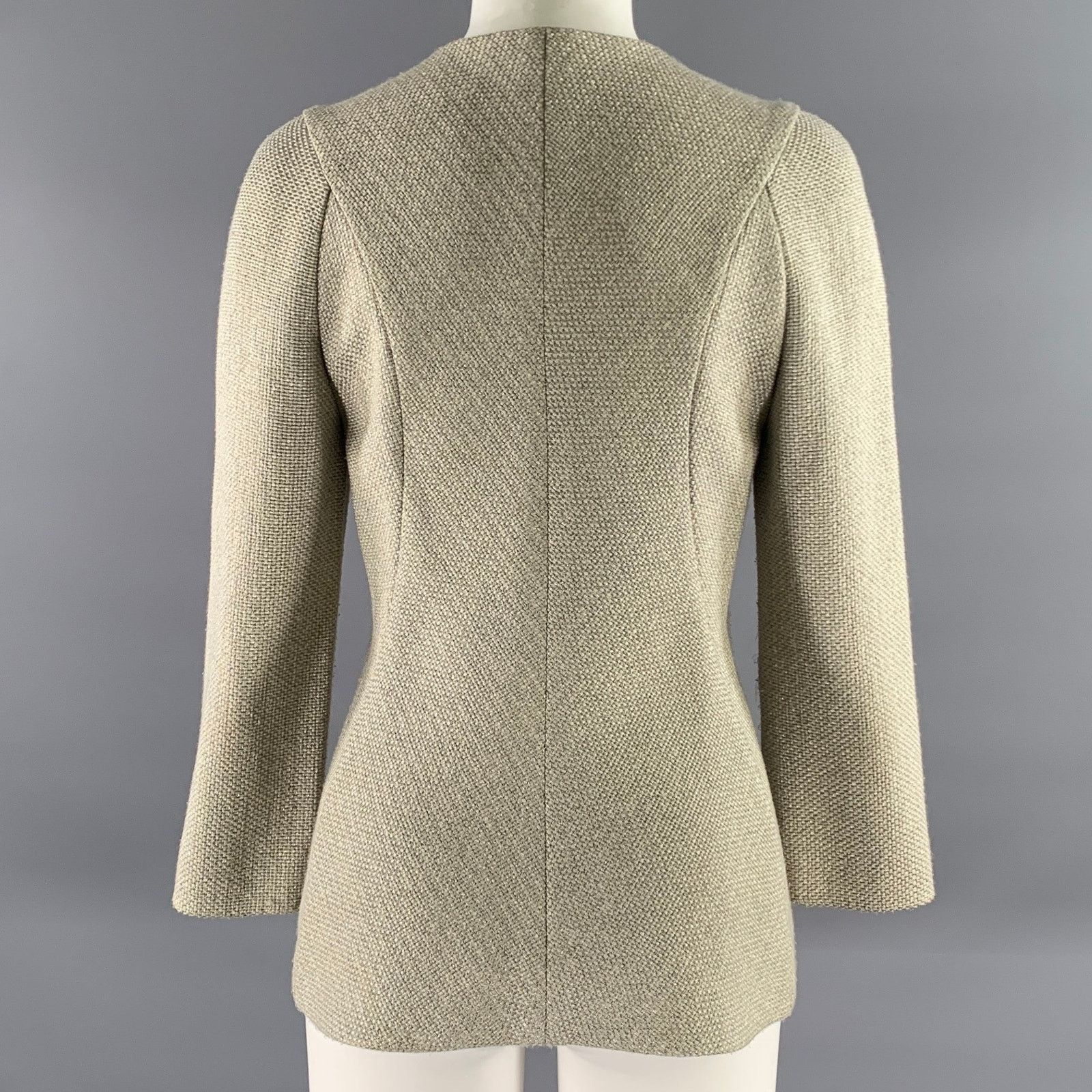 Giorgio Armani GIORGIO ARMANI Grey Gold Polyester Collarless Zip Jacket Size S / US 4 / IT 40 - 4 Thumbnail