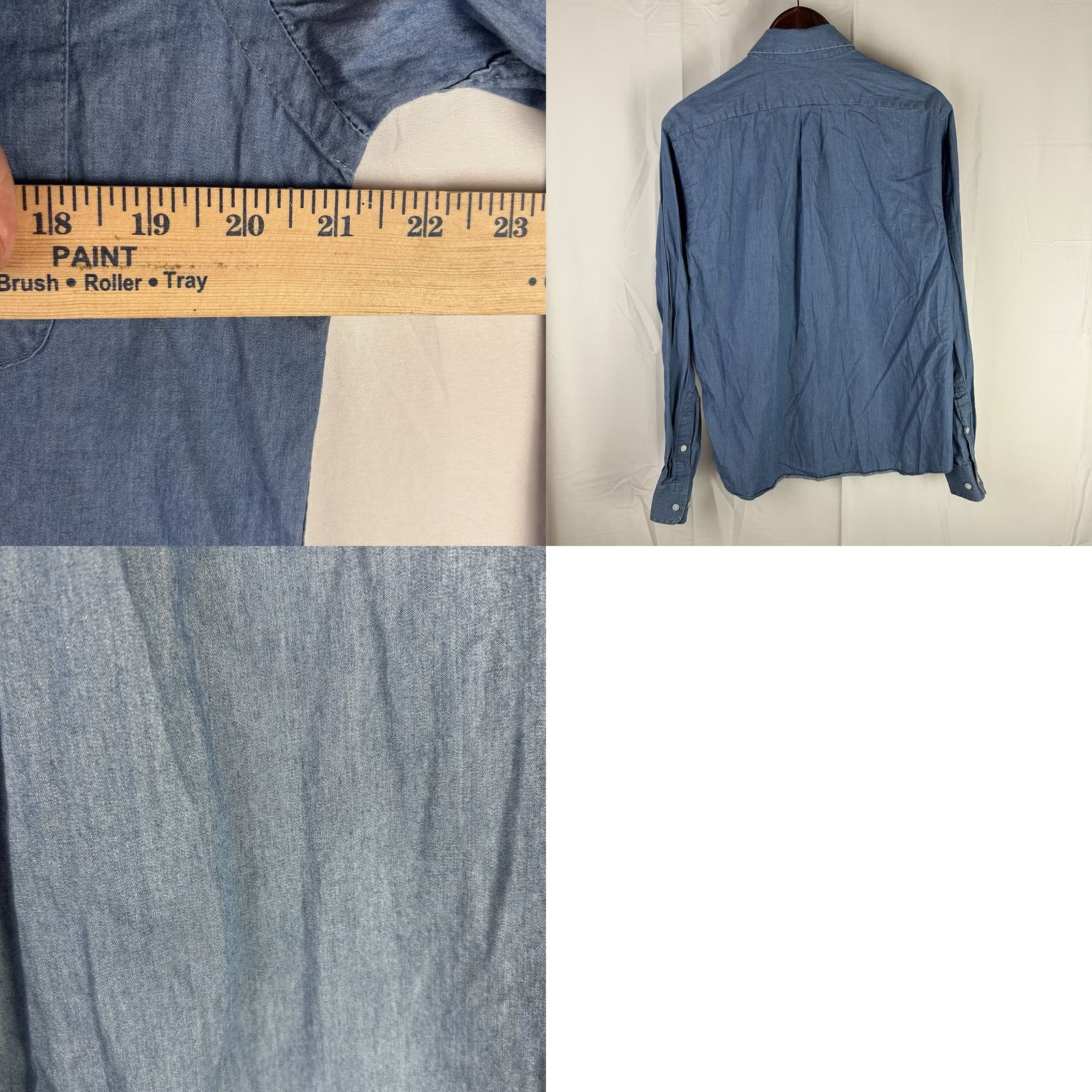 Ralph Lauren VINTAGE Lauren Ralph Lauren Shirt Button-Down 90s Regular Medium Mens Blues Cotton Knit Short/Long Sleeve Solid Pattern Size US M / EU 48-50 / 2 - 8 Thumbnail