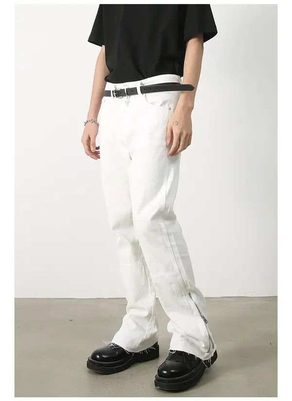 Japanese Brand Men's loose straight raw edge casual flared jeans Size US 32 / EU 48 - 6 Thumbnail