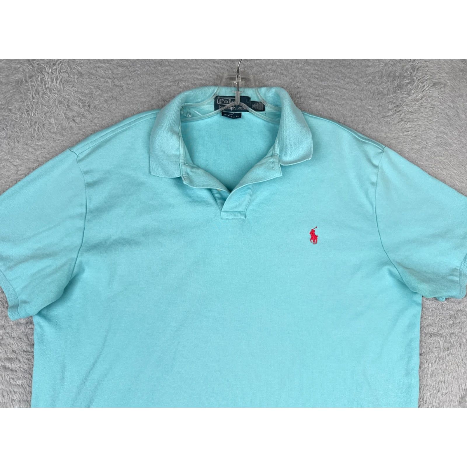 Ralph Lauren VINTAGE Polo Ralph Lauren Polo Shirt Men XL Blue Cotton Slim Fit Short Sleeve Polo Shirt Mens Blue Polo Ralph Lauren Shirt XL Size US XL / EU 56 / 4 - 4 Thumbnail