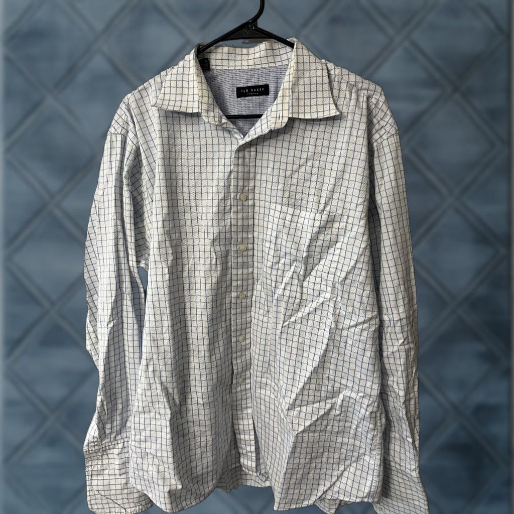 Ted Baker Ted baker Shirt Plaid Long Sleeve White 16.5 Mens Regular Button-Up Size US L / EU 52-54 / 3 - 1 Thumbnail
