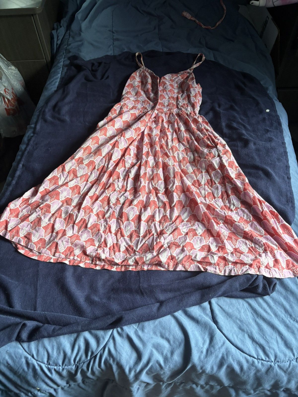Other Whistle & Flute Pink Leaf Print 100% Cotton Midi Sundress Size M / US 6-8 / IT 42-44 - 10 Thumbnail