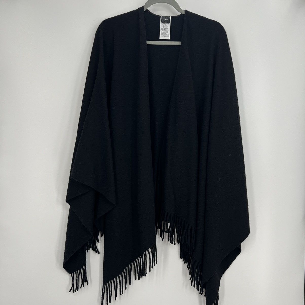 Pinko NEW Pinko Fringed 100% Wool Poncho Relaxed Fit Black Size ONE SIZE - 5 Thumbnail