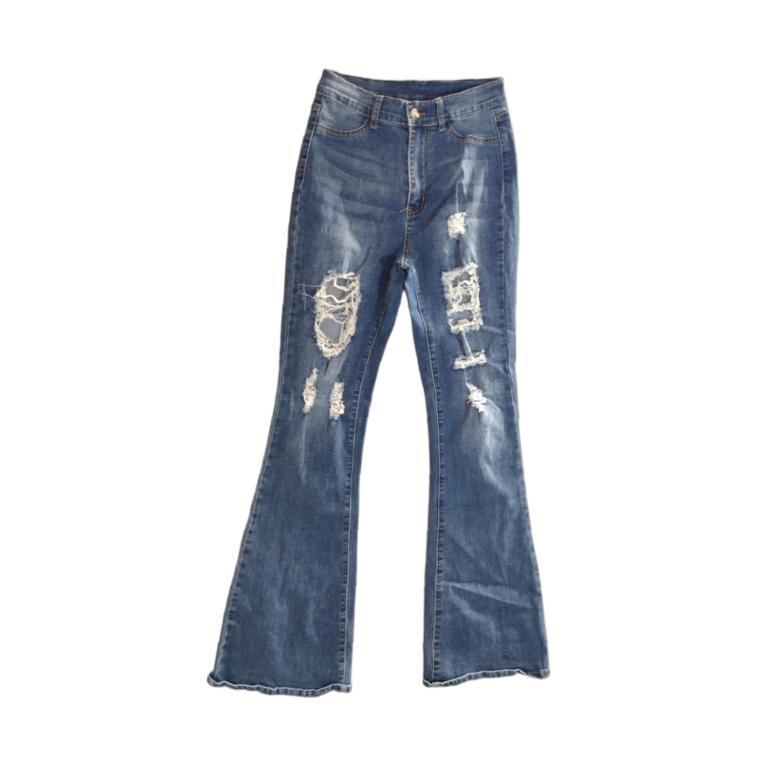 Shein SHEIN Distressed Women's High Rise Bell Bottoms Jeans Size 28 Size 28" / US 6 / IT 42 - 1 Thumbnail