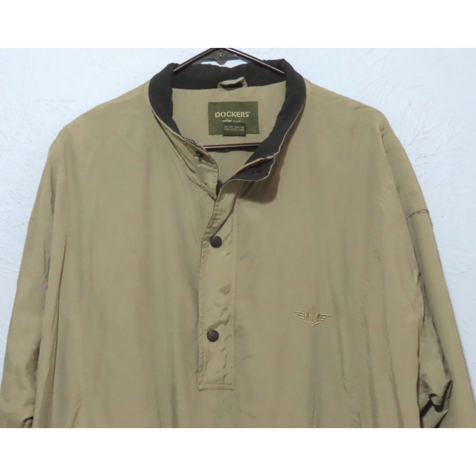 Dockers DOCKERS Golf Men's L 1/2 Button Pullover Windbreaker Jacket Khaki Beige Nylon Zipper Pockets Logo All Seasons Outdoor Windbreaker Summer Fall Winter Size US L / EU 52-54 / 3 - 3 Thumbnail