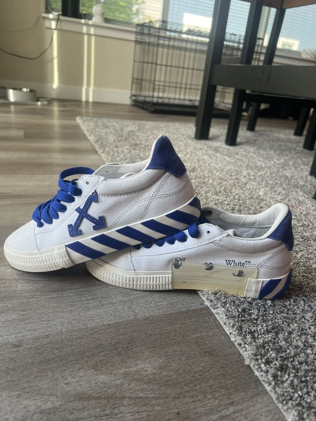 Off-White Off-White Vulc Low Cut Sneaker (White/Blue) Size US 7 / IT 37 - 2 Thumbnail