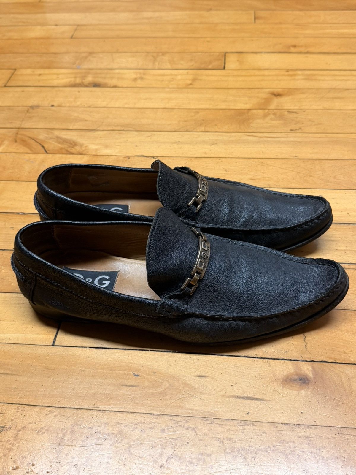 Dolce & Gabbana Dolce & Gabbana Black Leather Loafers Size US 11 / EU 44 - 1 Thumbnail