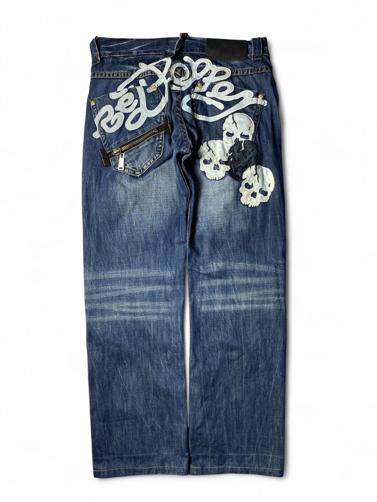 If Six Was Nine Red Papper Skull Flared Jeans Size US 32 / EU 48 - 7 Thumbnail