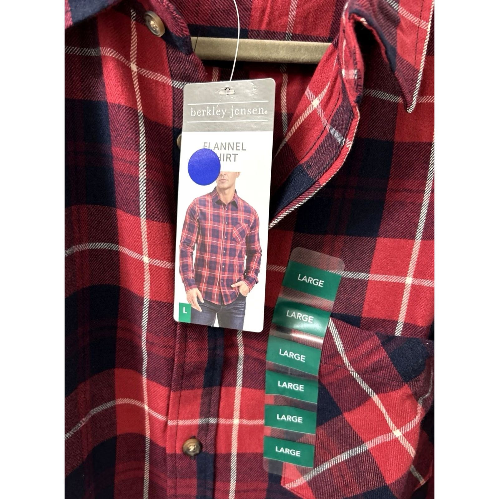 Vintage Berkley Jensen Shirt Mens L Red Plaid Flannel Button Down Long Sleeve NWT Size US L / EU 52-54 / 3 - 5 Thumbnail