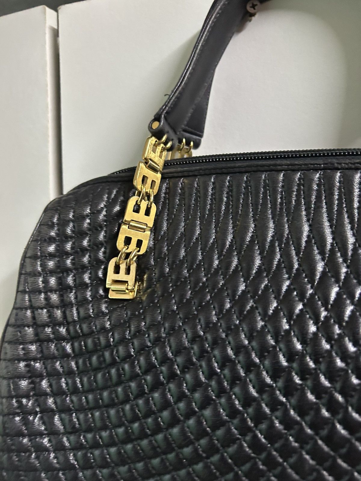 Bally 90s Archive Quilted Lambskin Top Handle Satchel Bag Size ONE SIZE - 13 Thumbnail