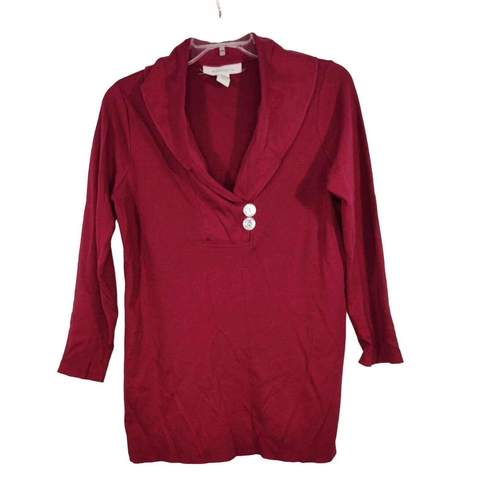 Other Roamans Red Thermal Waffle Knit Top Women Size M Shawl Colla Size M / US 6-8 / IT 42-44 - 1 Thumbnail