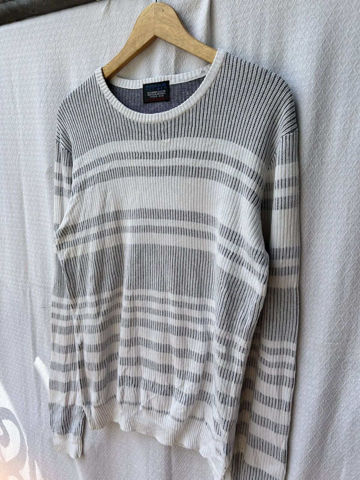 If Six Was Nine × Japanese Brand × Le Grande Bleu (L.G.B.) Nicole club for men stripe style knit longsleeve Size US L / EU 52-54 / 3 - 4 Thumbnail