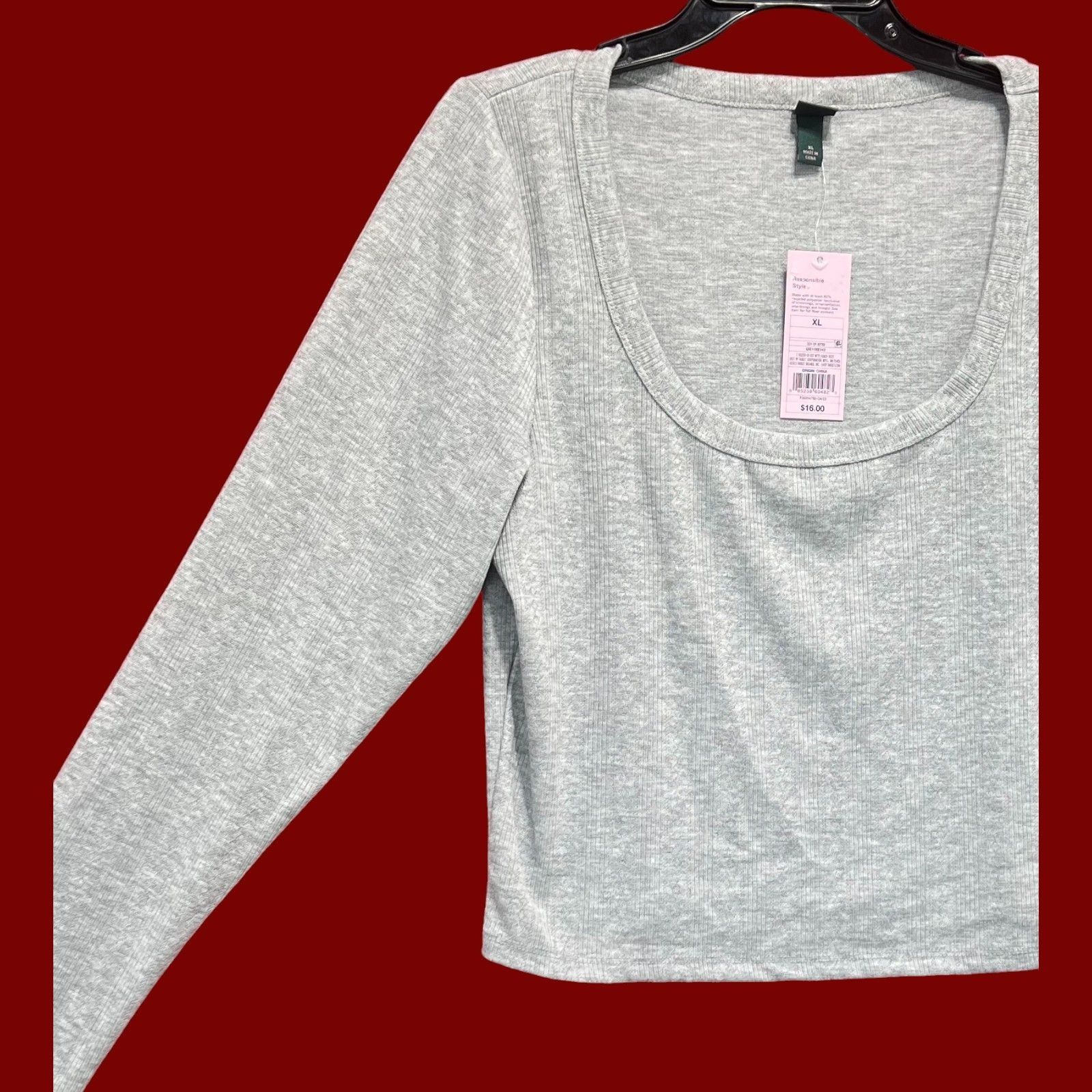 Other Wild Fable - Women's Long Sleeve T-Shirt - Grey - Extra Larg Size XL / US 12-14 / IT 48-50 - 12 Thumbnail
