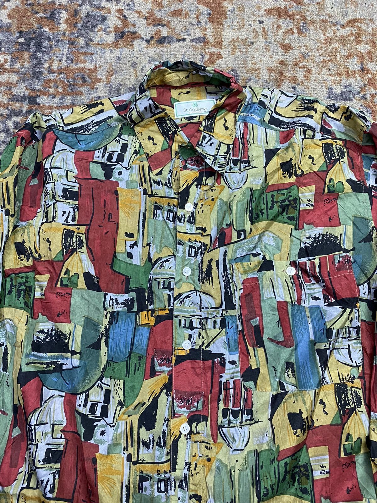 Designer × Vintage Vintage silk shirt st Andrews Size US L / EU 52-54 / 3 - 8 Thumbnail
