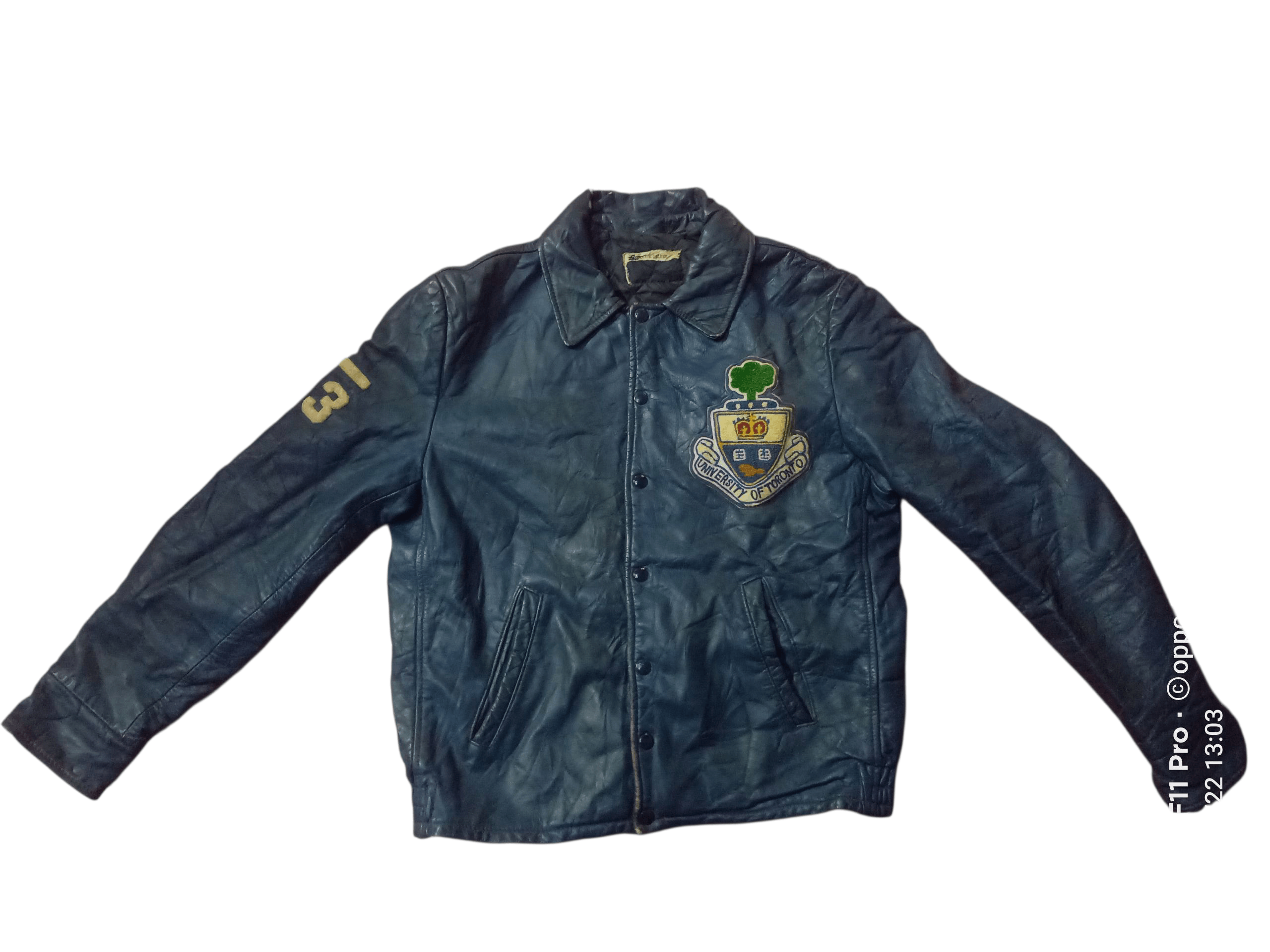 Genuine Leather 💥Vintage 60S Universiti Of Toronto Leathers EmbroideryMen💥 Size US M / EU 48-50 / 2 - 2 Thumbnail